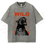 Unisex Wild Panther Printed Washed Tee