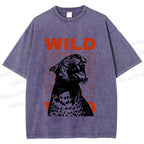 Unisex Wild Panther Printed Washed Tee
