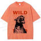Unisex Wild Panther Printed Washed Tee