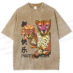Unisex Panther in Positive Poison Printed Washed Tee