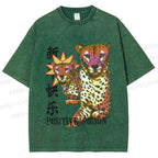 Unisex Panther in Positive Poison Printed Washed Tee