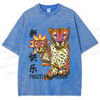 Unisex Panther in Positive Poison Printed Washed Tee