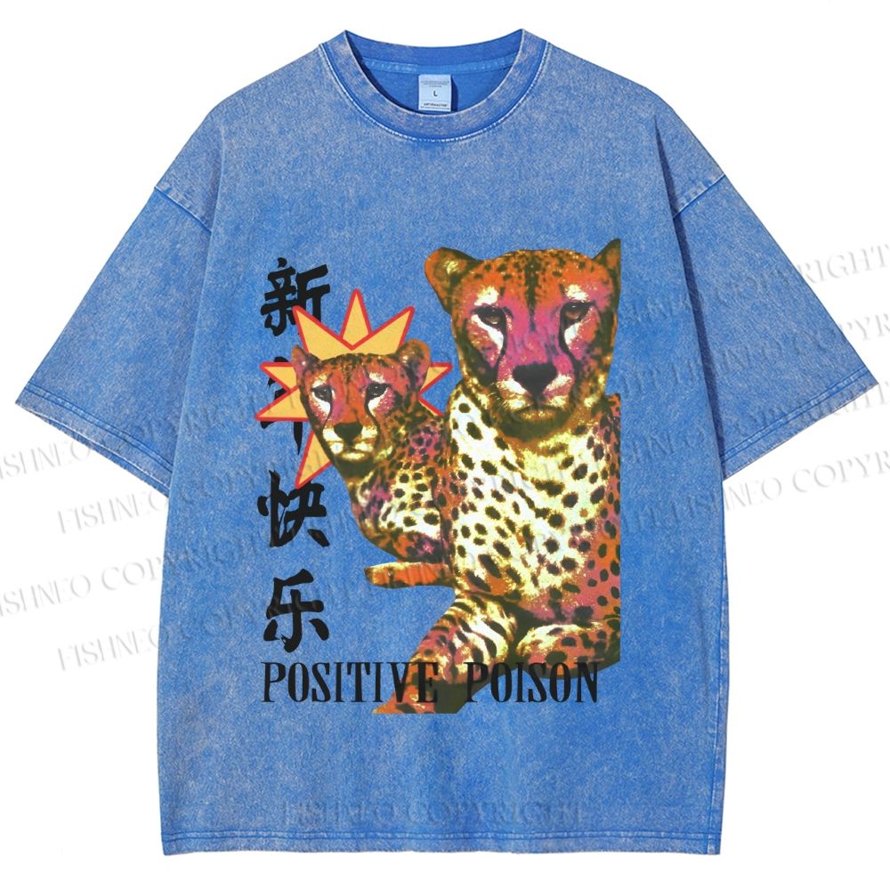 Unisex Panther in Positive Poison Printed Washed Tee