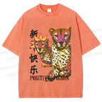 Unisex Panther in Positive Poison Printed Washed Tee