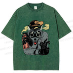 Unisex Ghetto Raccoon Printed Washed Tee
