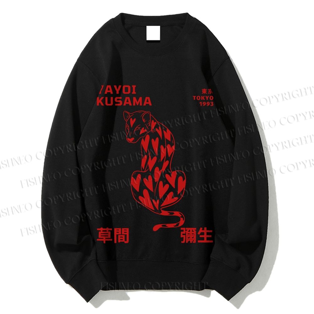 Unisex Yayoi Kusama Panther With Heart Printed Sweatshirt