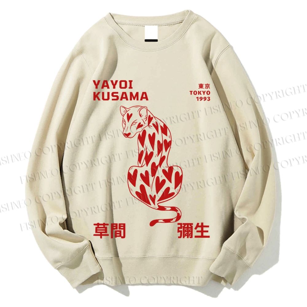 Unisex Yayoi Kusama Panther With Heart Printed Sweatshirt