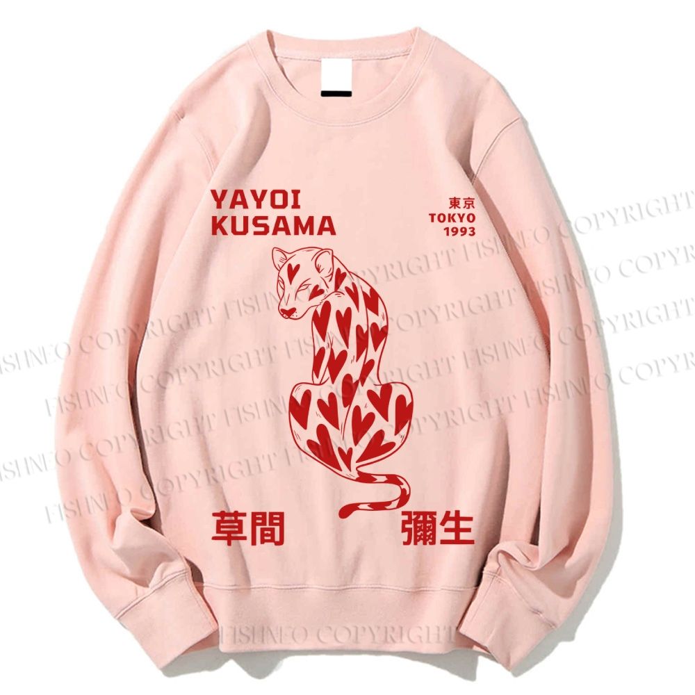 Unisex Yayoi Kusama Panther With Heart Printed Sweatshirt