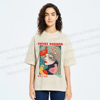 Unisex Yayoi Kusama Dreaming Birds Printed Washed Tee