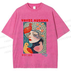 Unisex Yayoi Kusama Dreaming Birds Printed Washed Tee