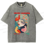Unisex Yayoi Kusama Dreaming Birds Printed Washed Tee