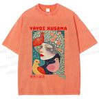 Unisex Yayoi Kusama Dreaming Birds Printed Washed Tee