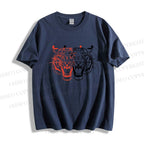 Unisex Classic Patchwork Tiger Printed Cotton Printed T-shirt