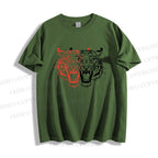 Unisex Classic Patchwork Tiger Printed Cotton Printed T-shirt