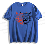 Unisex Classic Patchwork Tiger Printed Cotton Printed T-shirt