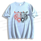 Unisex Classic Patchwork Tiger Printed Cotton Printed T-shirt