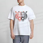 Unisex Classic Patchwork Tiger Printed Cotton Printed T-shirt