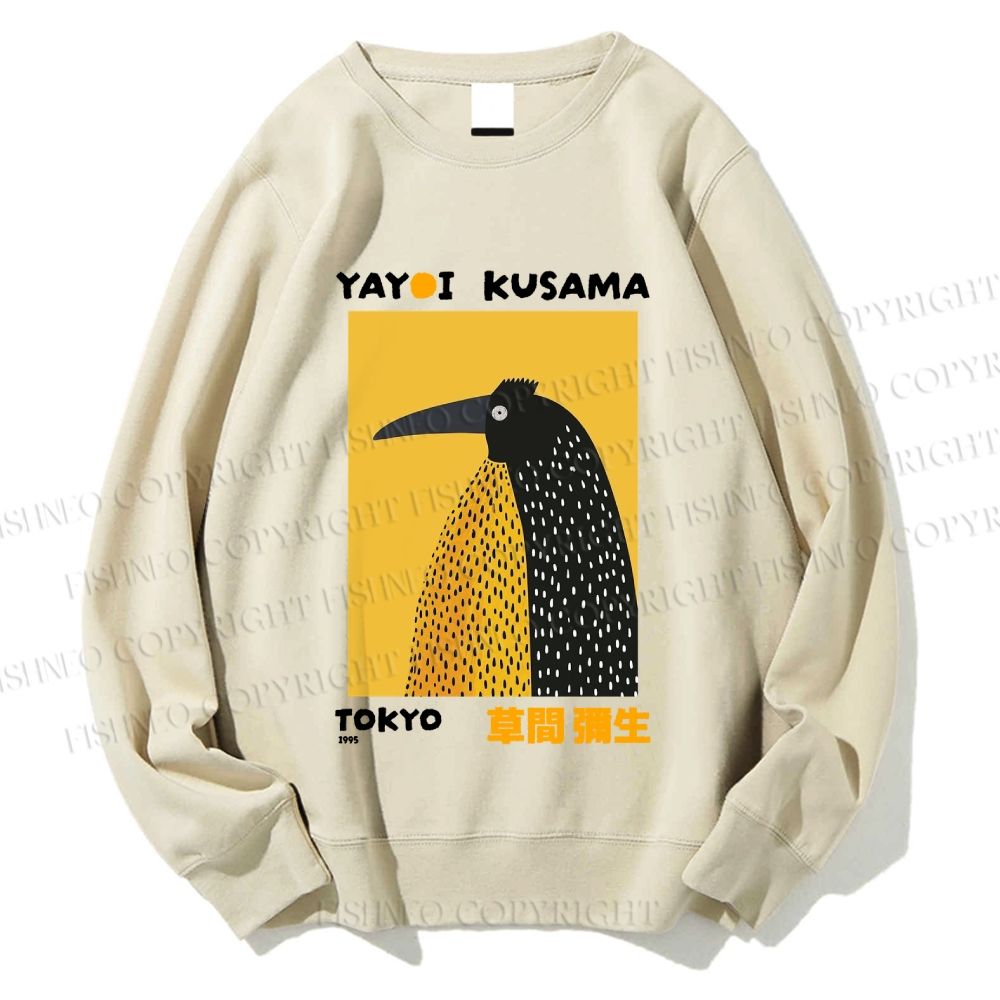 Unisex Half-Split Dot Bird Printed Sweatshirt
