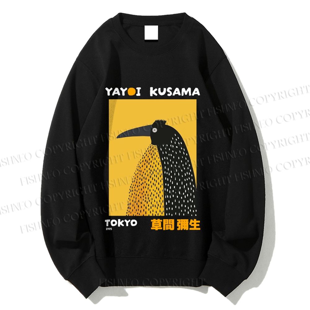 Unisex Half-Split Dot Bird Printed Sweatshirt
