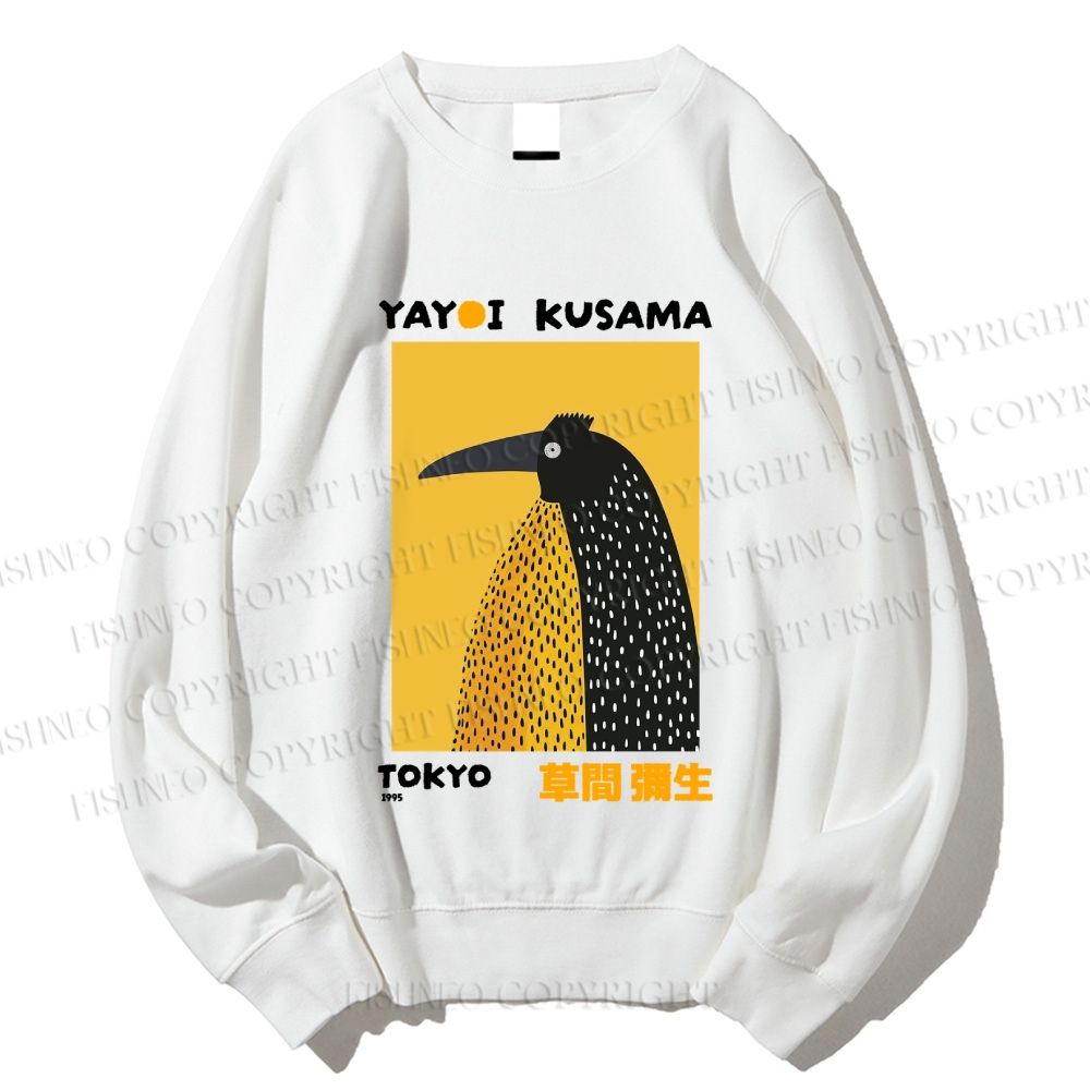 Unisex Half-Split Dot Bird Printed Sweatshirt