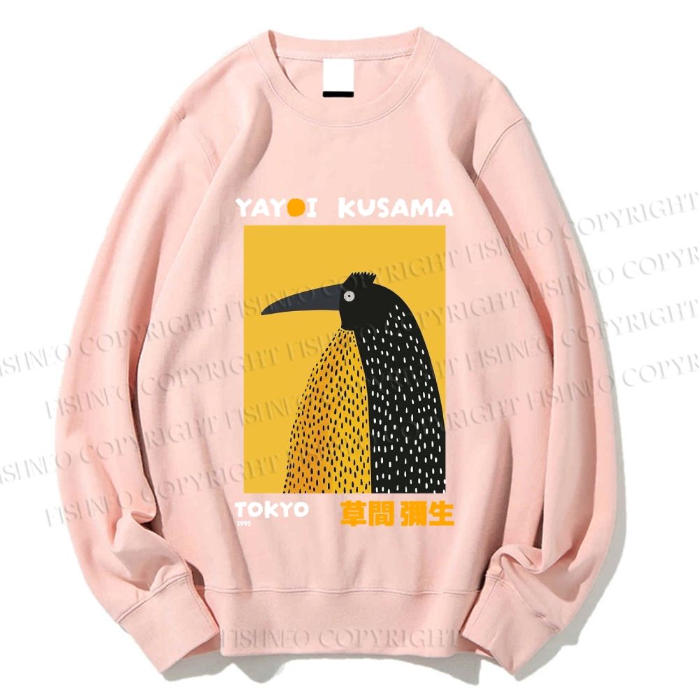 Unisex Half-Split Dot Bird Printed Sweatshirt