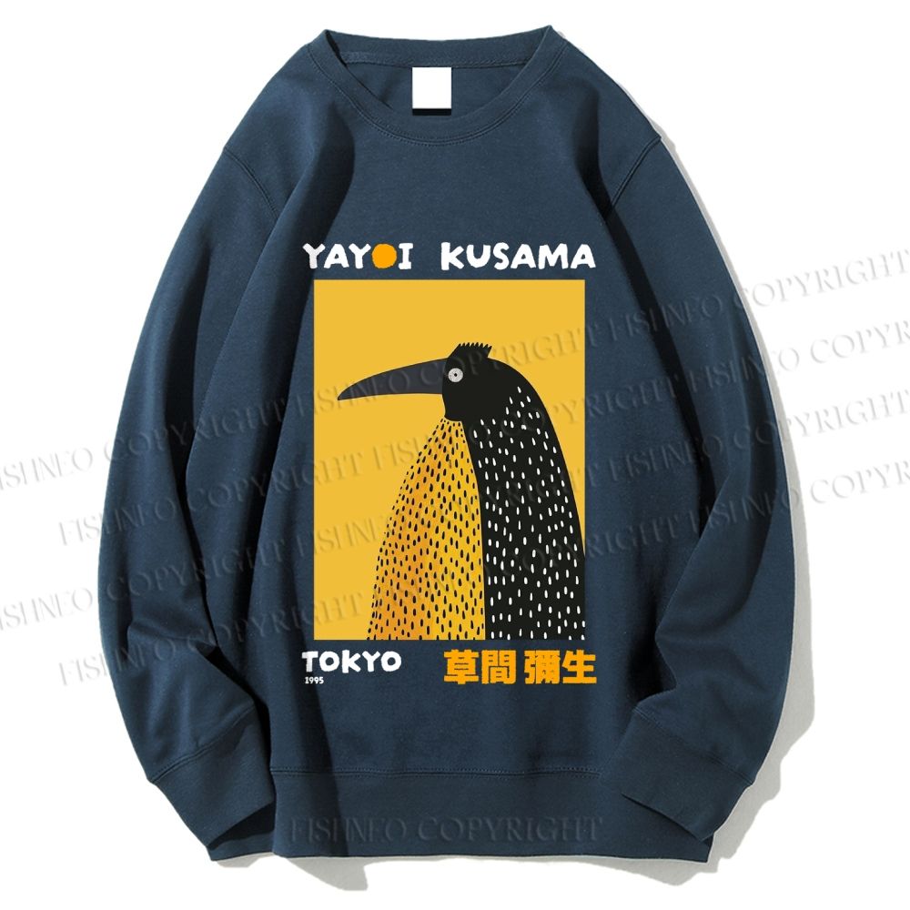 Unisex Half-Split Dot Bird Printed Sweatshirt