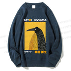 Unisex Half-Split Dot Bird Printed Sweatshirt