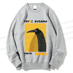 Unisex Half-Split Dot Bird Printed Sweatshirt