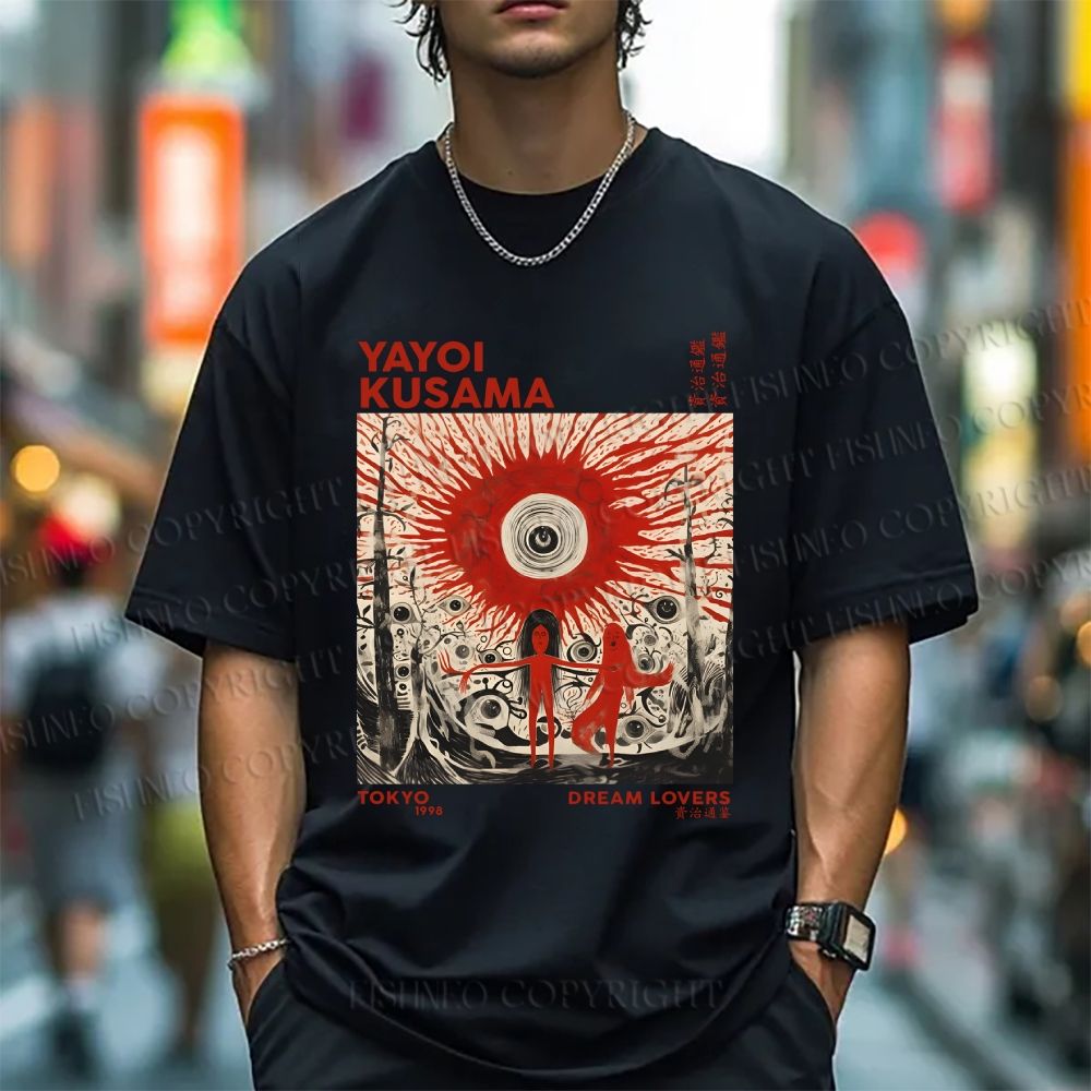Unisex Classic Cotton Yayoi Kusama Bloody Spooky Eye Printed T-shirt