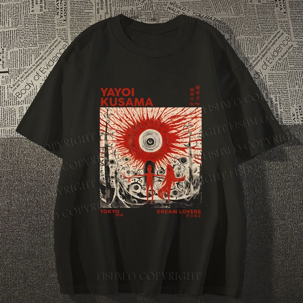 Unisex Classic Cotton Yayoi Kusama Bloody Spooky Eye Printed T-shirt