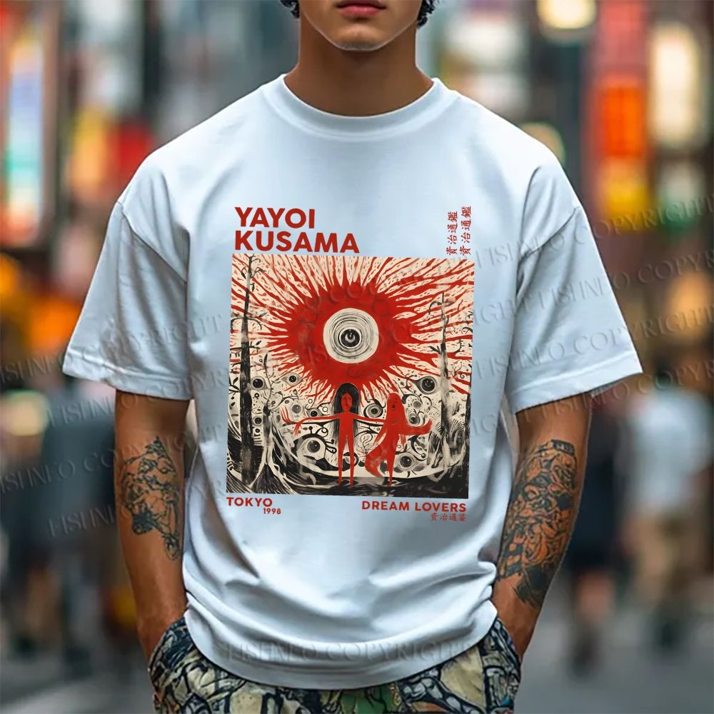 Unisex Classic Cotton Yayoi Kusama Bloody Spooky Eye Printed T-shirt