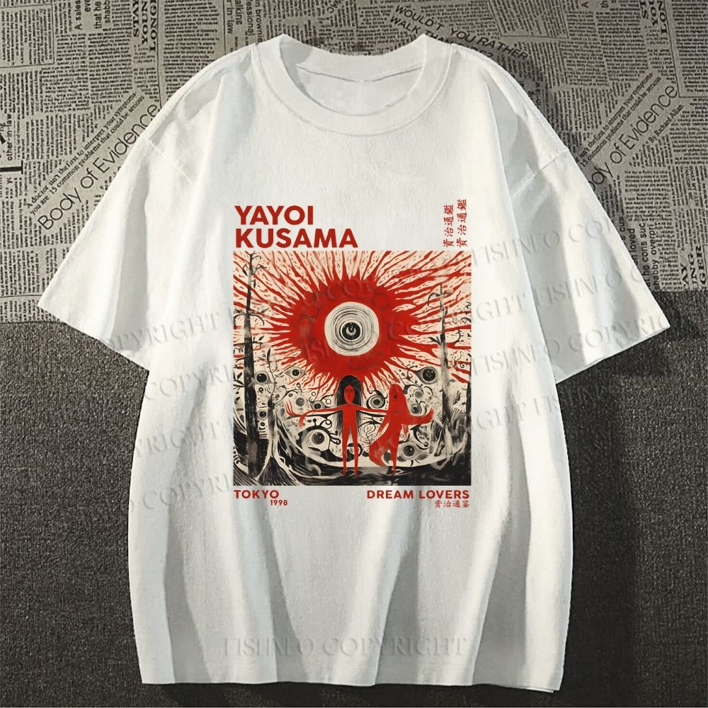 Unisex Classic Cotton Yayoi Kusama Bloody Spooky Eye Printed T-shirt