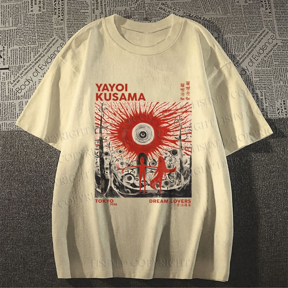 Unisex Classic Cotton Yayoi Kusama Bloody Spooky Eye Printed T-shirt