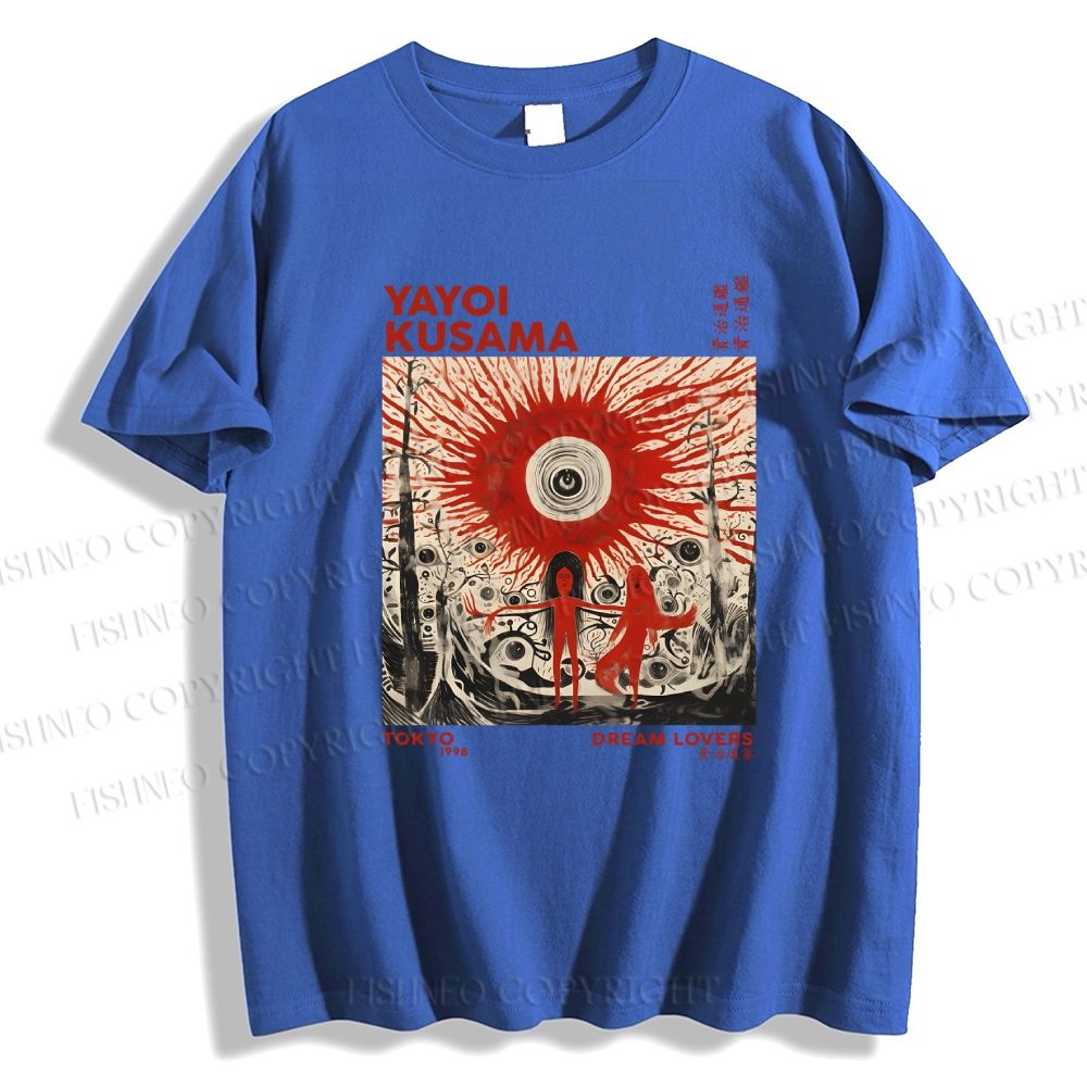 Unisex Classic Cotton Yayoi Kusama Bloody Spooky Eye Printed T-shirt