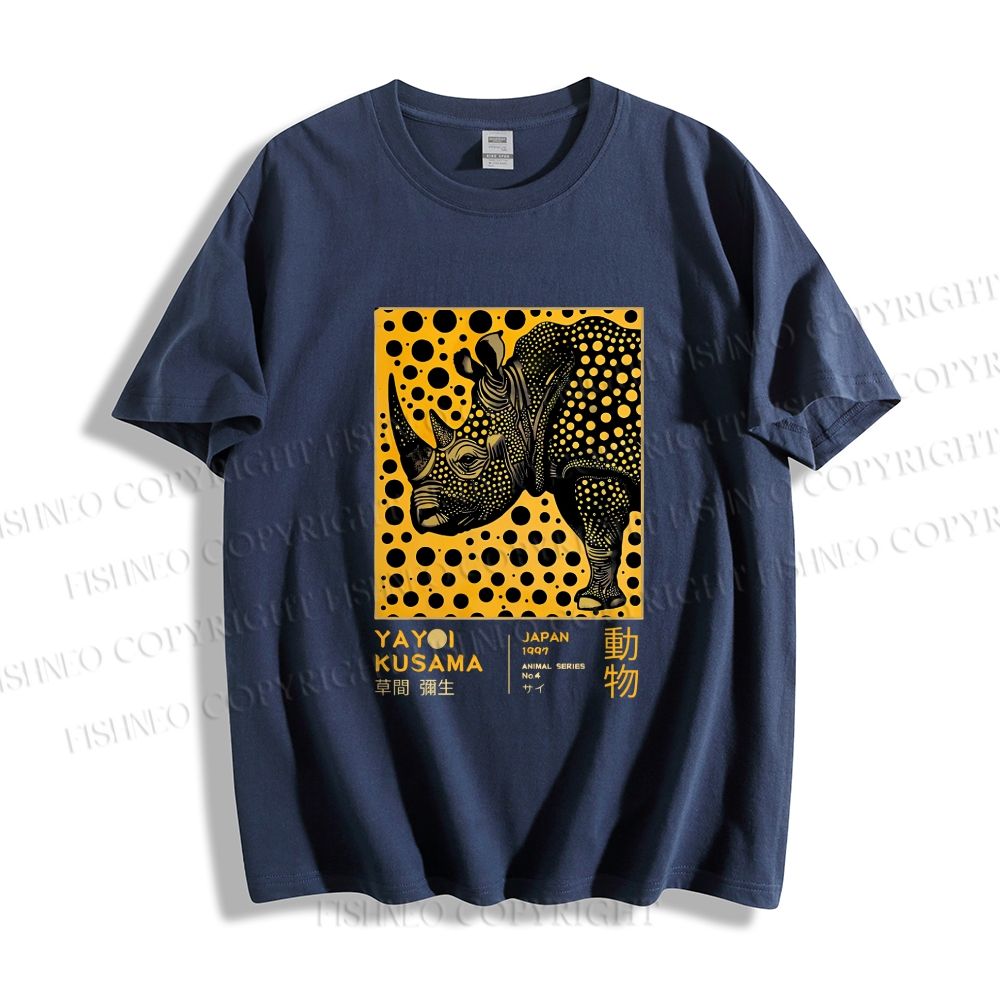 Unisex Classic Cotton Japanese Rhinoceros Yayoi Kusama Printed T-shirt