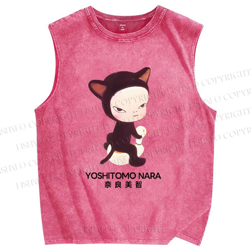 Unisex Yoshitomo Nara Vintage Printed Washed Tank Top