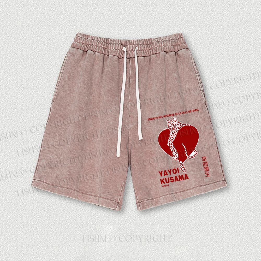 Yayoi Kusama Panther With Heart Washed Vintage Shorts