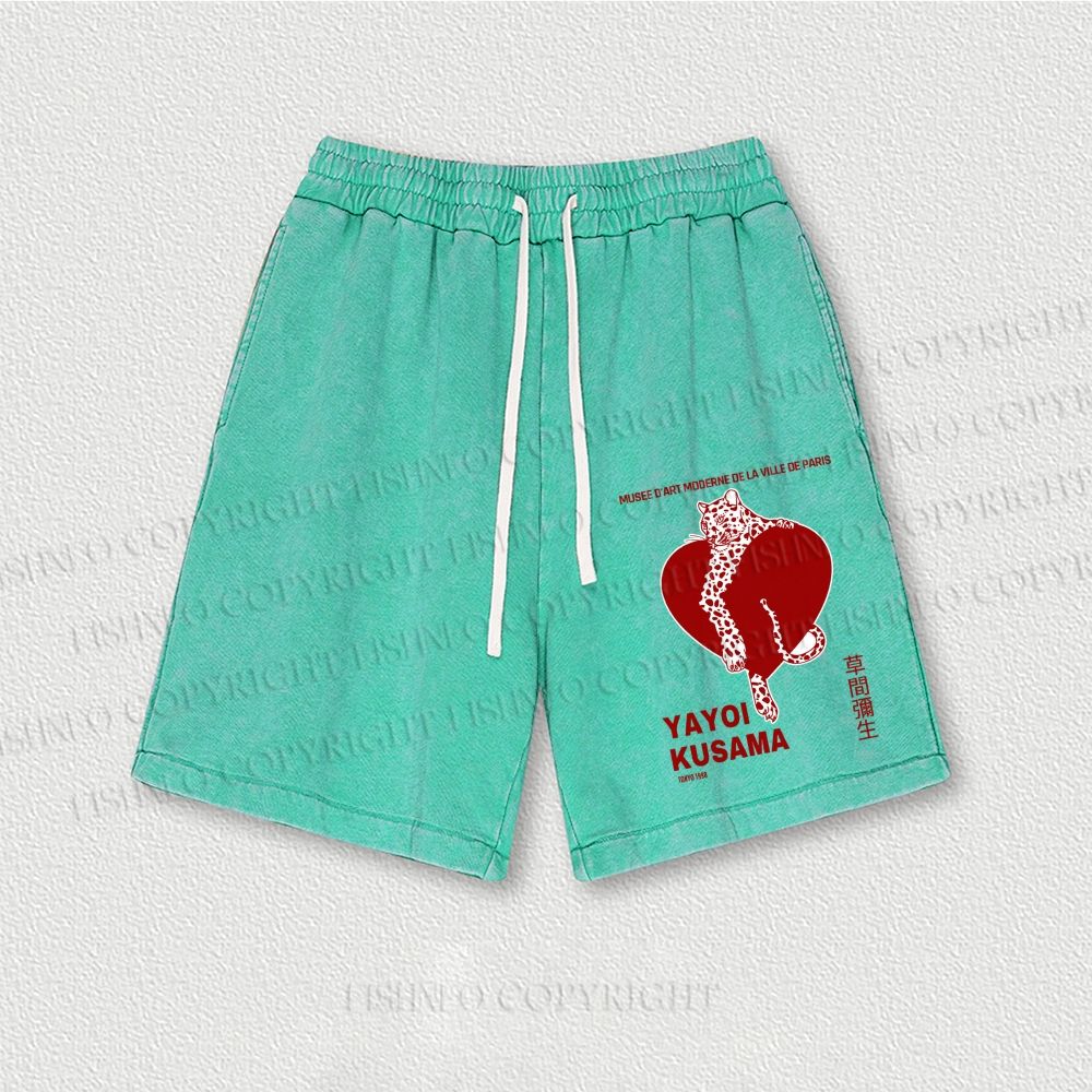 Yayoi Kusama Panther With Heart Washed Vintage Shorts