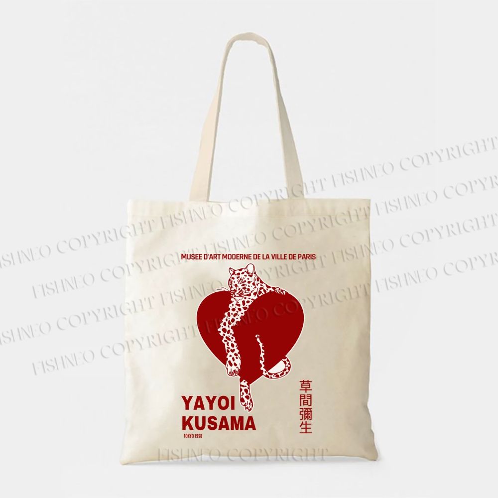 Yayoi Kusama Panther With Heart Tote Bag