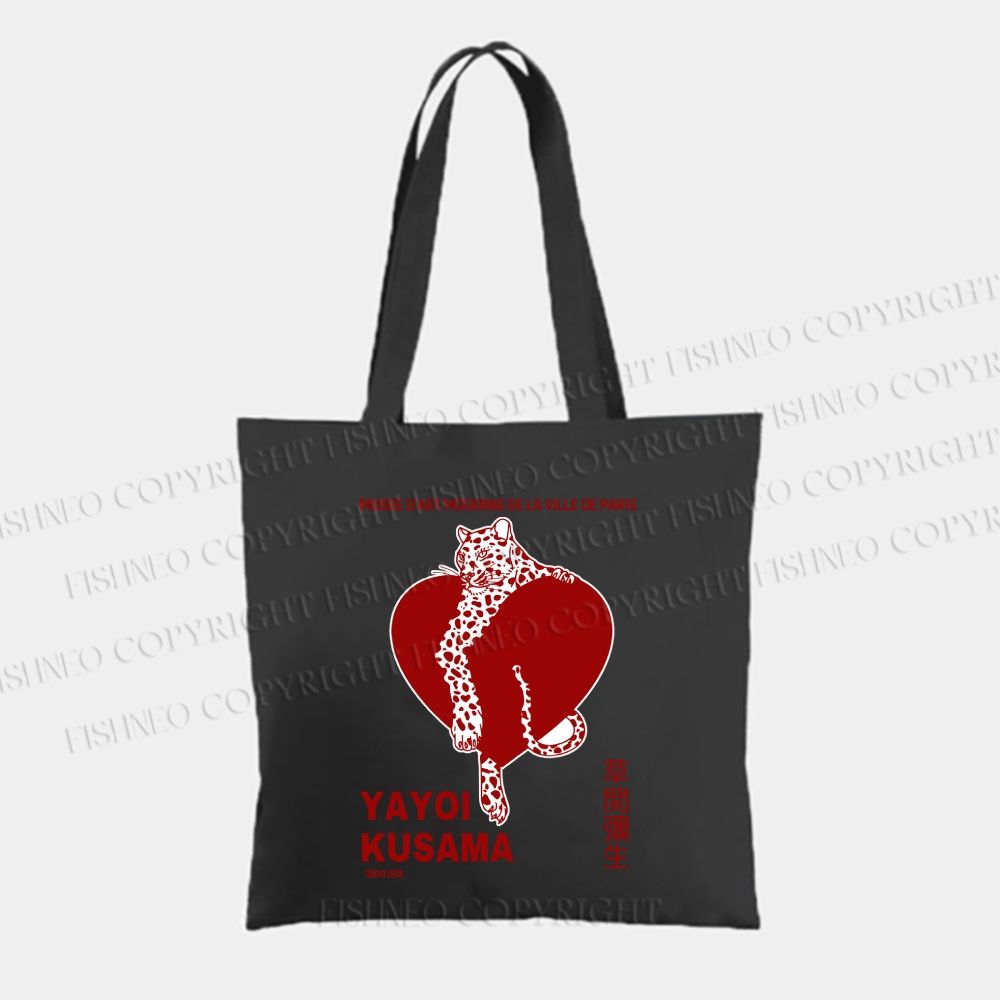 Yayoi Kusama Panther With Heart Tote Bag