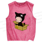 Unisex Yoshitomo Nara Box Printed Washed Tank Top