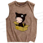 Unisex Yoshitomo Nara Box Printed Washed Tank Top