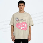 Unisex Smile in Heart Printed Washed Tee