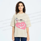 Unisex Smile in Heart Printed Washed Tee