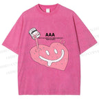 Unisex Smile in Heart Printed Washed Tee