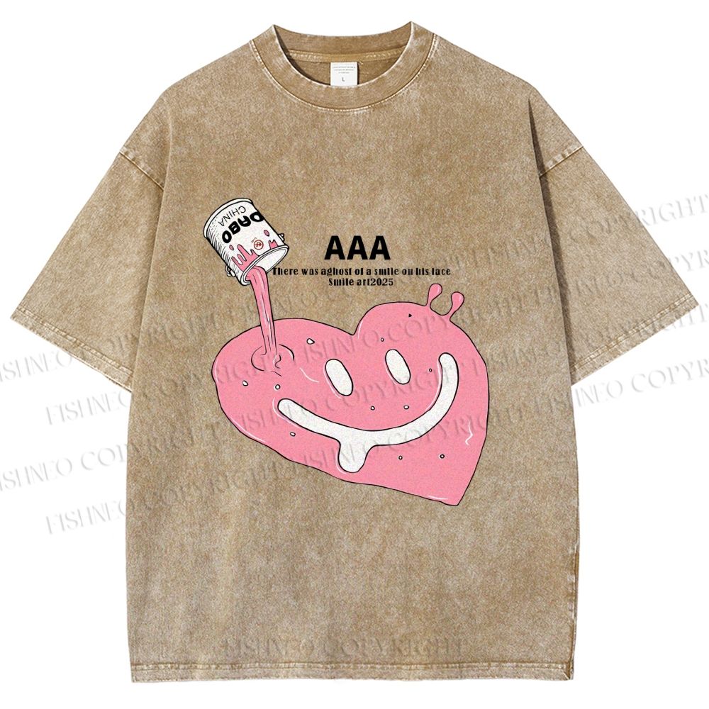 Unisex Smile in Heart Printed Washed Tee