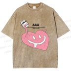 Unisex Smile in Heart Printed Washed Tee