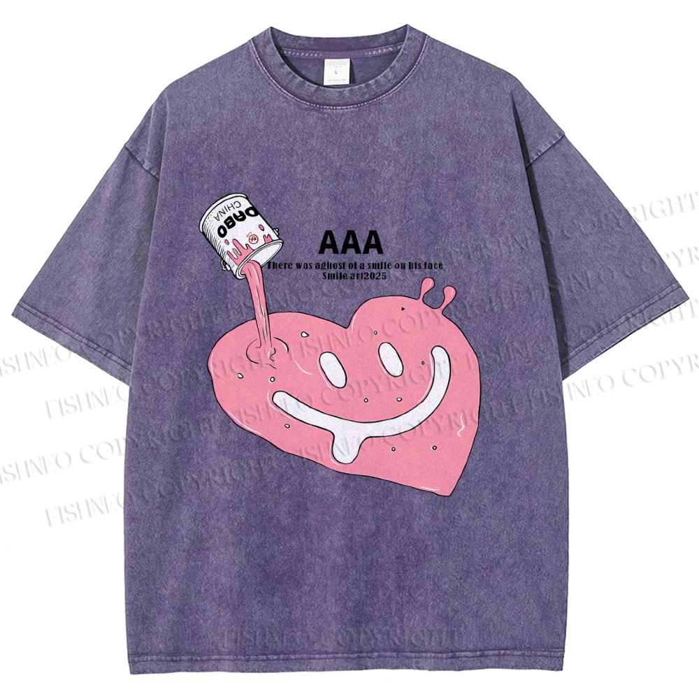 Unisex Smile in Heart Printed Washed Tee