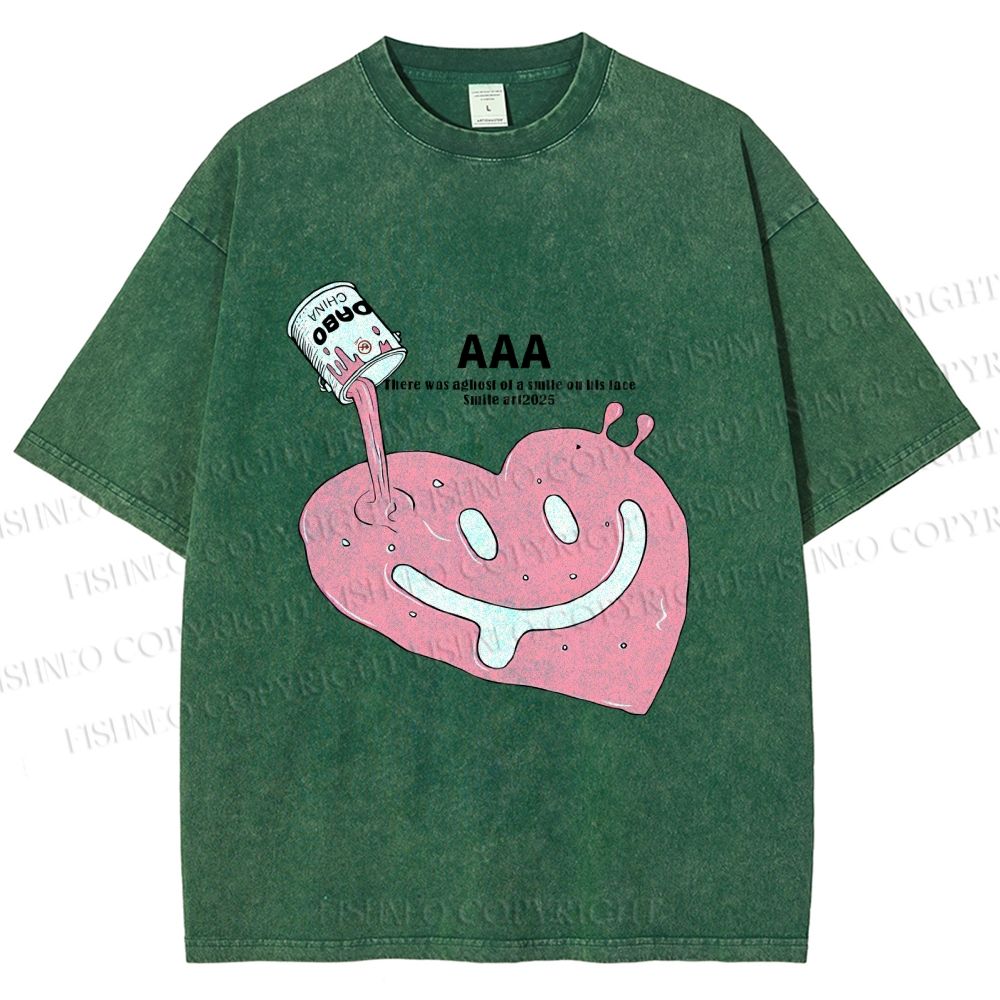 Unisex Smile in Heart Printed Washed Tee