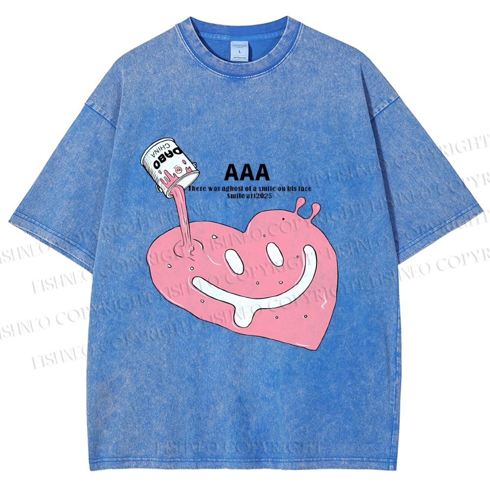 Unisex Smile in Heart Printed Washed Tee